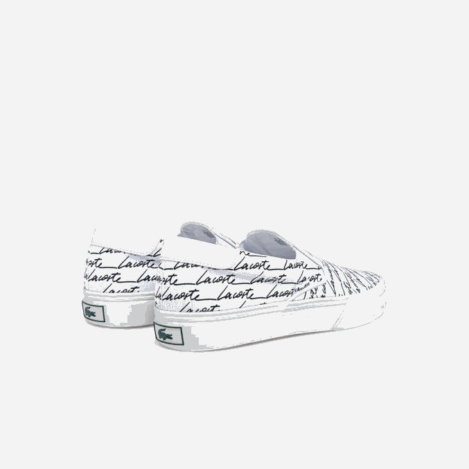 blanco y negro 147 VVL0A1860 hombres Lacoste sin cordones impresos en lienzo con servicio de salto