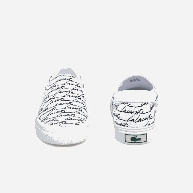 blanco y negro 147 VVL0A1860 hombres Lacoste sin cordones impresos en lienzo con servicio de salto