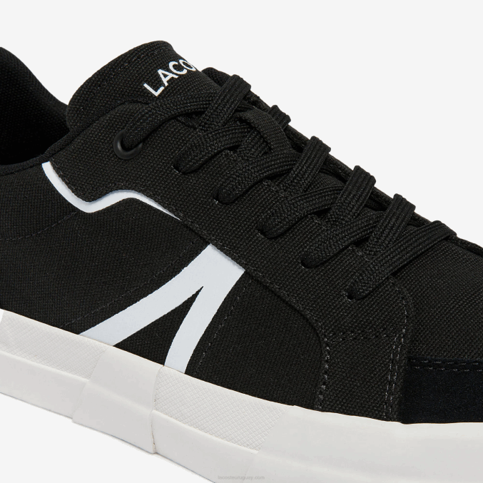 blanco y negro 312 VVL0A1801 hombres Lacoste zapatillas de lona l004
