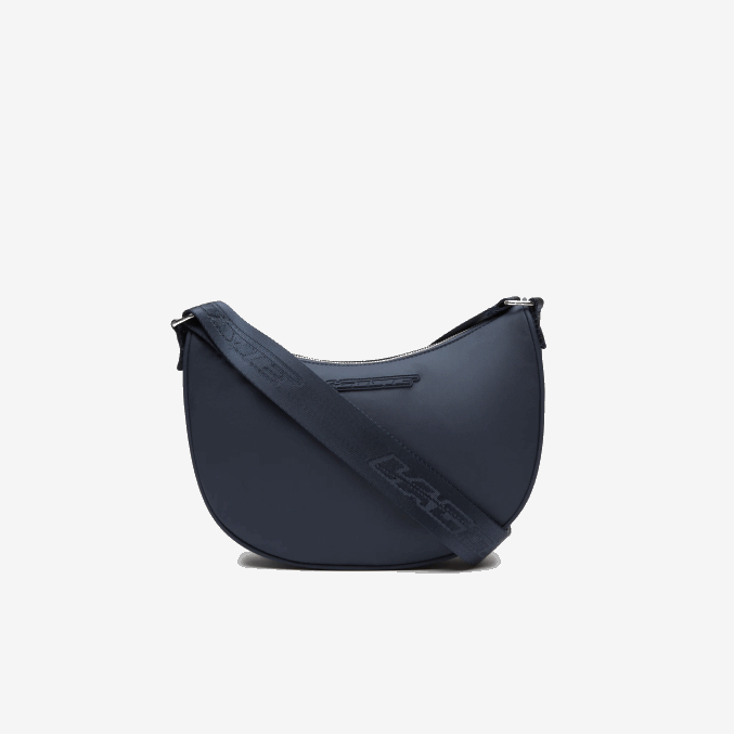 azul nuit blanc m05 VVL0A2796 mujer Lacoste bolsa de media luna con logo en contraste