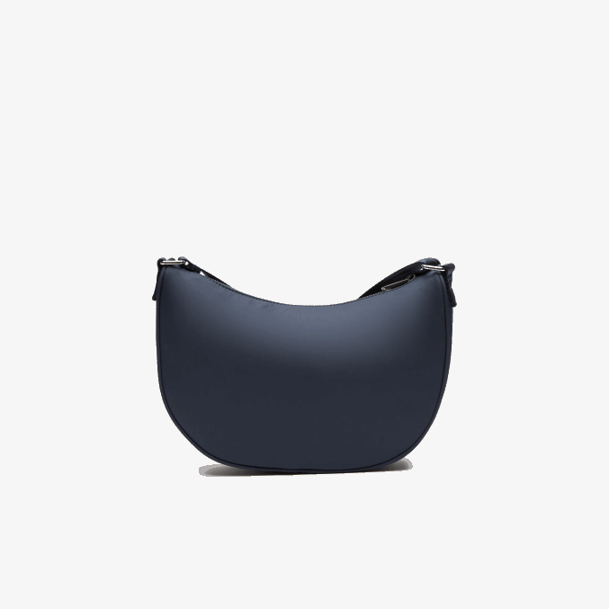 azul nuit blanc m05 VVL0A2796 mujer Lacoste bolsa de media luna con logo en contraste