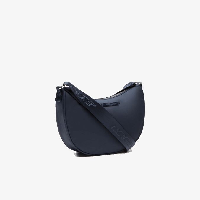 azul nuit blanc m05 VVL0A2796 mujer Lacoste bolsa de media luna con logo en contraste