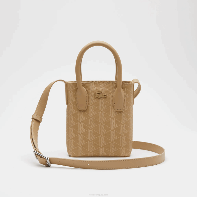 beige vienés l01 VVL0A2790 mujer Lacoste bolso satchel mini con monograma estampado