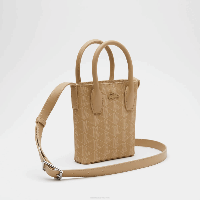beige vienés l01 VVL0A2790 mujer Lacoste bolso satchel mini con monograma estampado