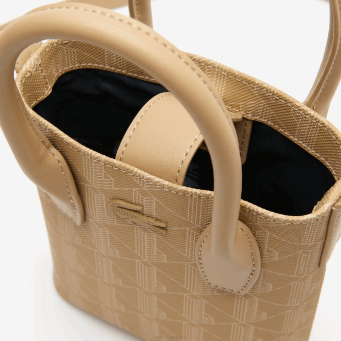 beige vienés l01 VVL0A2790 mujer Lacoste bolso satchel mini con monograma estampado