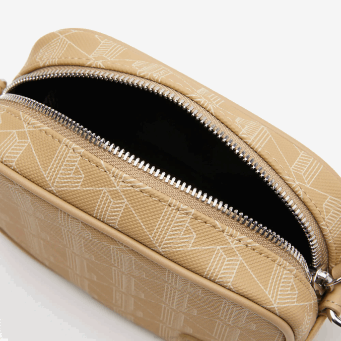 beige vienés l01 VVL0A2794 mujer Lacoste bandolera pequeña con monograma estampado