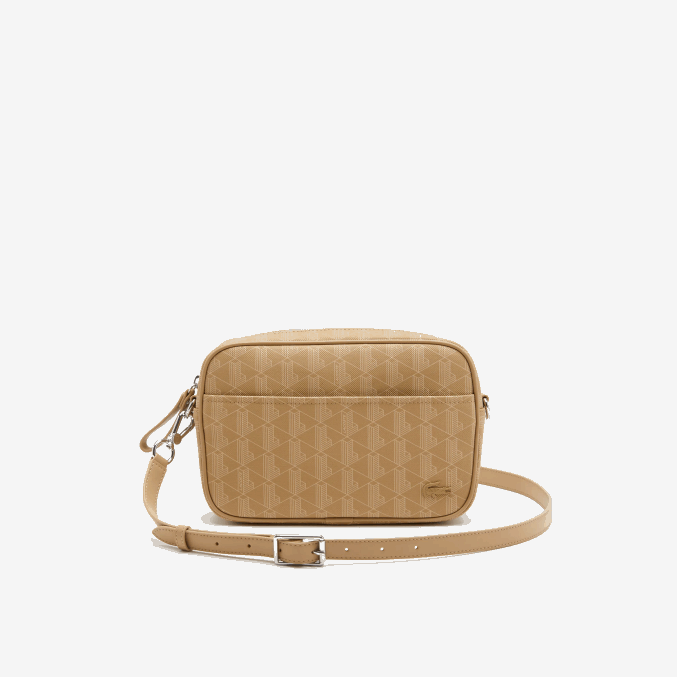 beige vienés l01 VVL0A2857 mujer Lacoste bolsa crossover con monograma y cremallera