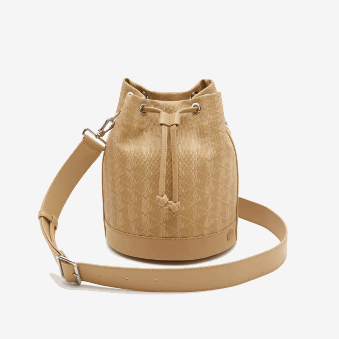 beige vienés l01 VVL0A2869 mujer Lacoste bolsa bombonera con monograma estampado
