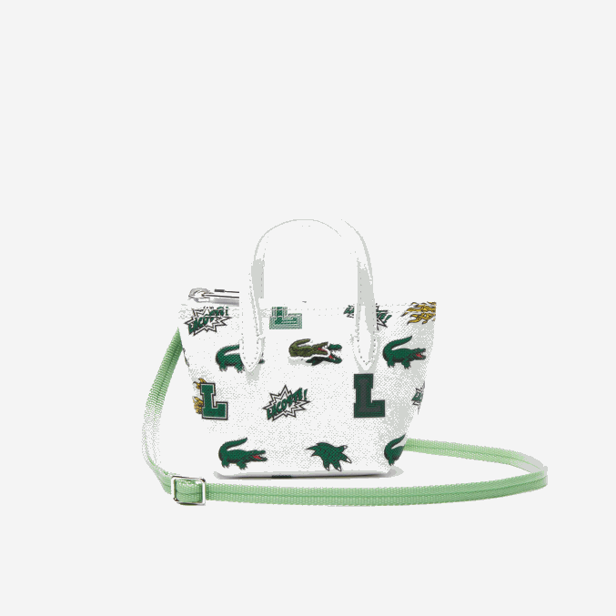blanc croc por toda la prenda l05 VVL0A2883 mujer Lacoste bolso nano con estampado de cómic