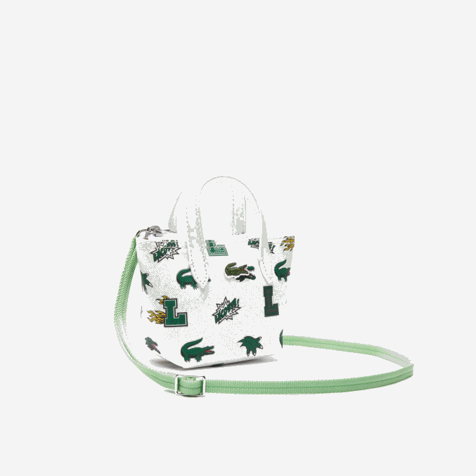 blanc croc por toda la prenda l05 VVL0A2883 mujer Lacoste bolso nano con estampado de cómic