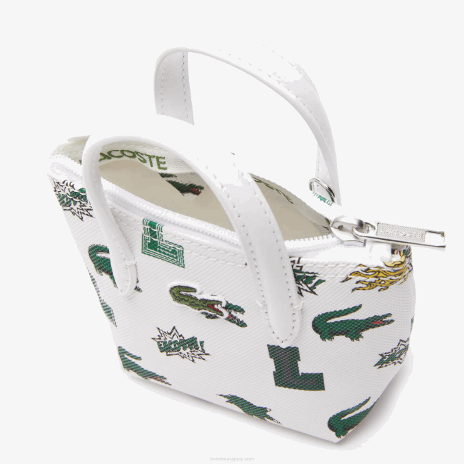 blanc croc por toda la prenda l05 VVL0A2883 mujer Lacoste bolso nano con estampado de cómic