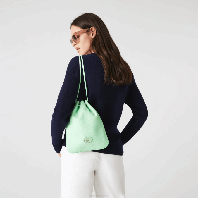 ceniza k93 VVL0A2874 mujer Lacoste bolsa de hombro de cuero granulado vertical