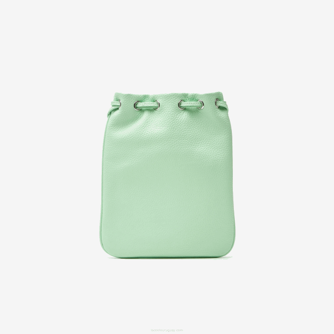 ceniza k93 VVL0A2874 mujer Lacoste bolsa de hombro de cuero granulado vertical