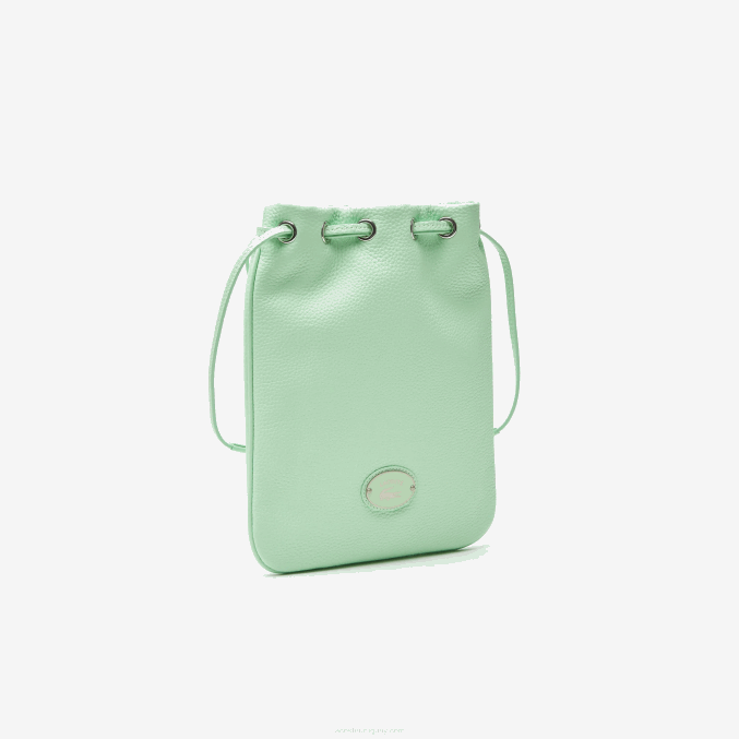 ceniza k93 VVL0A2874 mujer Lacoste bolsa de hombro de cuero granulado vertical
