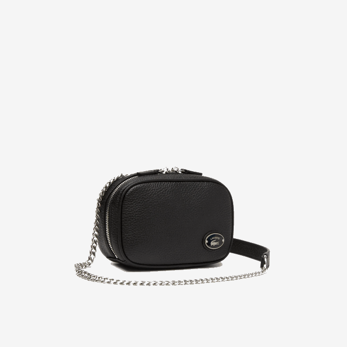 negro 000 VVL0A2788 mujer Lacoste bolso de hombro cuadrado de piel flor