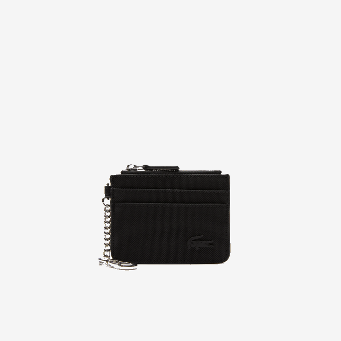 negro 000 VVL0A2806 mujer Lacoste tarjetero con 4 ranuras y cremallera