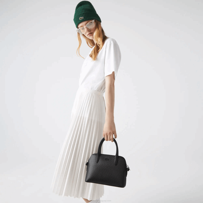 negro 000 VVL0A2831 mujer Lacoste bolso chantaco de piel piqué con asa superior