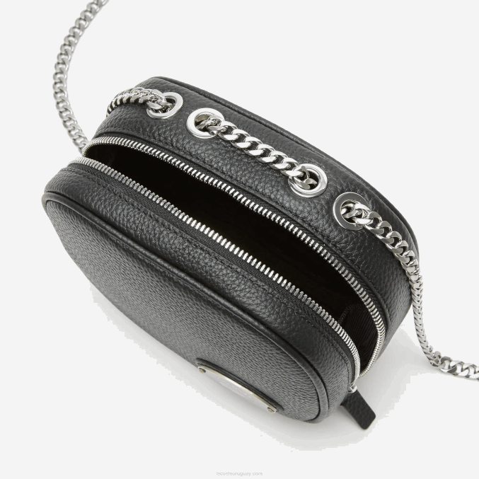 negro 000 VVL0A2853 mujer Lacoste bolsa crossover pequeña de piel granulada