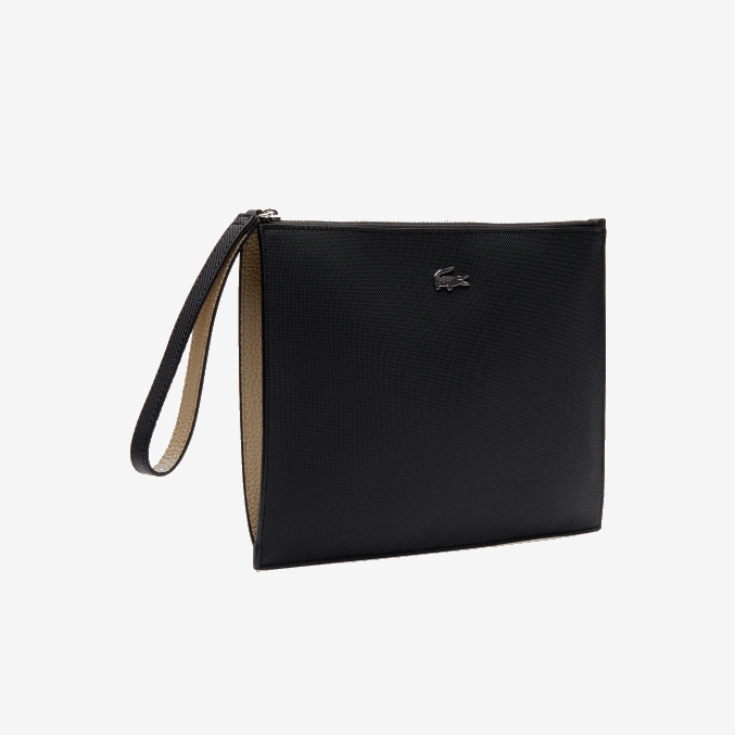 negro krema a91 VVL0A2817 mujer Lacoste bolso de mano anna de lona revestida de piqué con cremallera