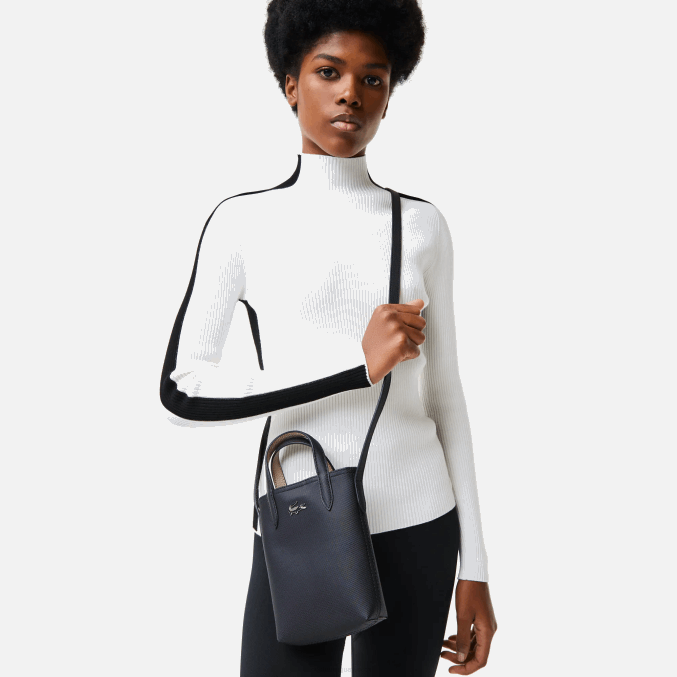 negro krema a91 VVL0A2871 mujer Lacoste bolso de hombro Anna Signature de petit piqué reversible