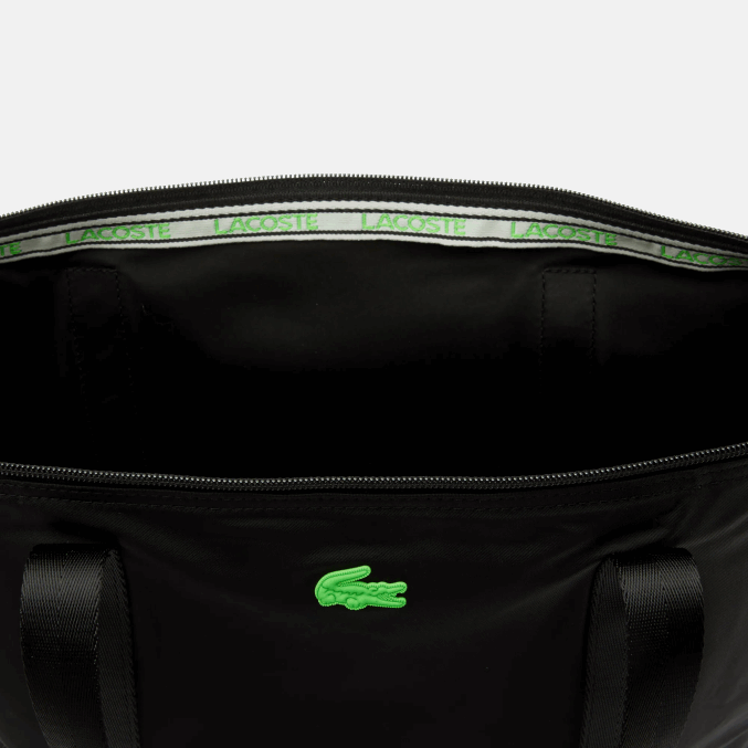 noir vert fluo k03 VVL0A2822 mujer Lacoste bolso shopper izzie grande de lona con asas a rayas
