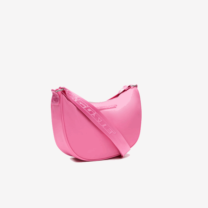 rosa salvaje corrida m00 VVL0A2797 mujer Lacoste bolsa de media luna con logo en contraste