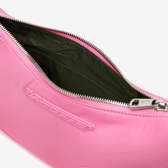 rosa salvaje corrida m00 VVL0A2797 mujer Lacoste bolsa de media luna con logo en contraste