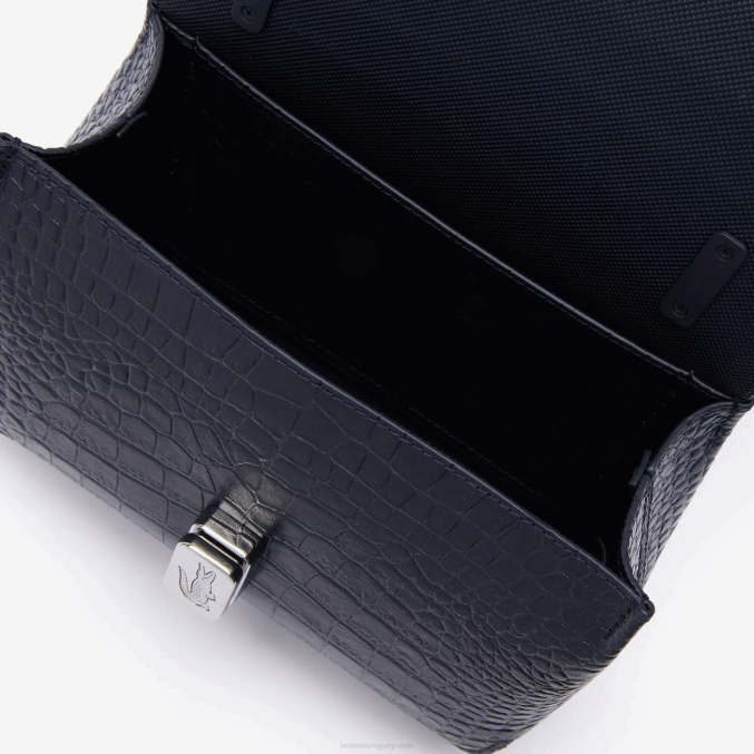 zafiro oscuro b88 VVL0A2832 mujer Lacoste bolso de mano amelia de piel repujada con cierre de metal