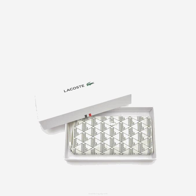 farina sinople f89 VVL0A2774 mujer Lacoste cartera con cremallera y monograma estampado