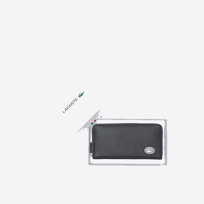 negro 000 VVL0A2895 mujer Lacoste cartera con cremallera y placa de metal
