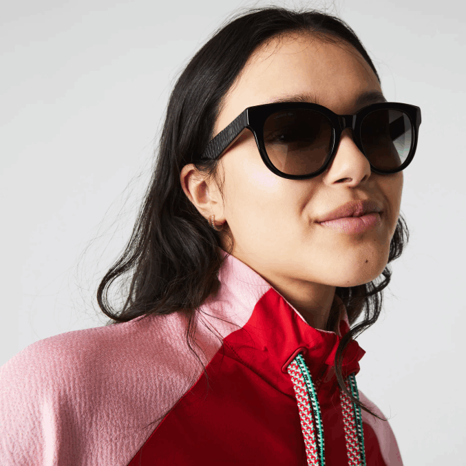 negro mate 001 VVL0A2920 mujer Lacoste gafas de sol ovaladas de acetato de piel de cocodrilo