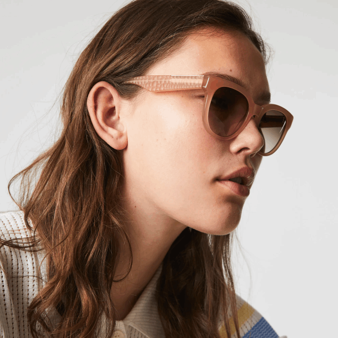 rosa 662 VVL0A2919 mujer Lacoste gafas de sol ovaladas de acetato de piel de cocodrilo