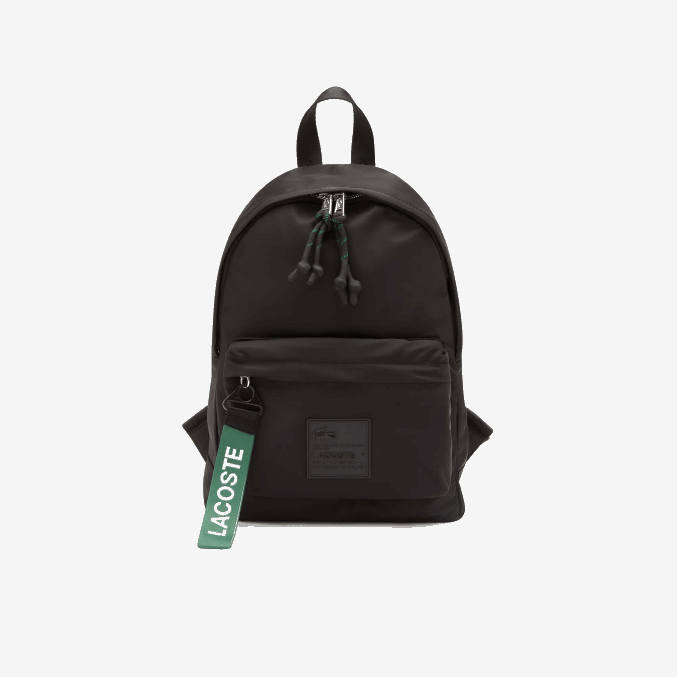 negro 000 VVL0A2863 mujer Lacoste mochila con tirador y parche de la firma
