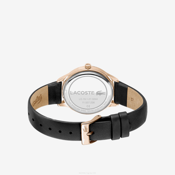 negro 000 VVL0A2924 mujer Lacoste reloj club 3 agujas - negro con correa de piel