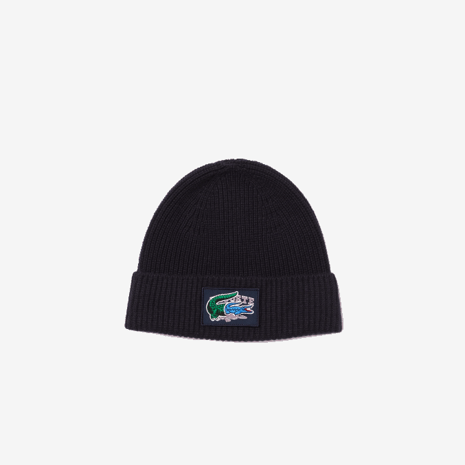 azul marino 166 VVL0A1691 mujer Lacoste set de regalo de gorro y bufanda de lana acanalada
