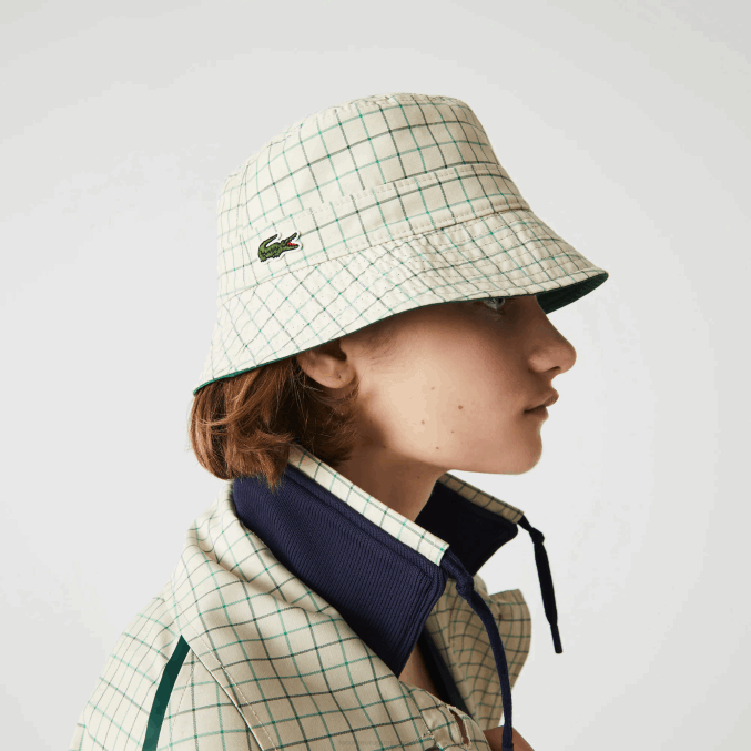 epp verde beige VVL0A2929 mujer Lacoste Cubo reversible macizo o de cheques heritage