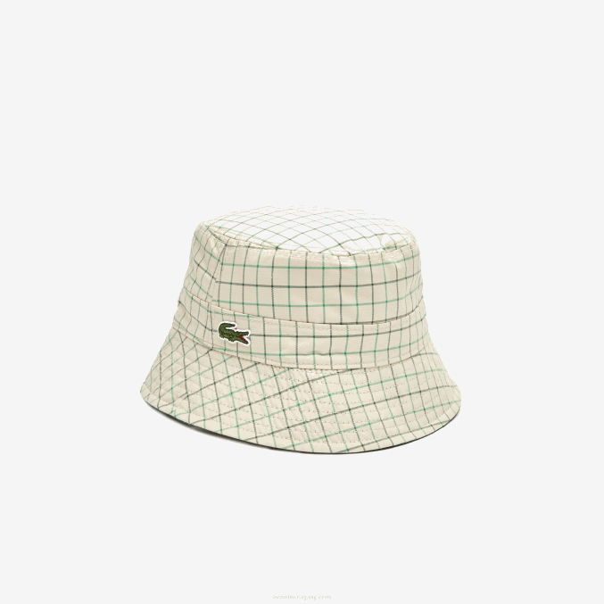 epp verde beige VVL0A2929 mujer Lacoste Cubo reversible macizo o de cheques heritage