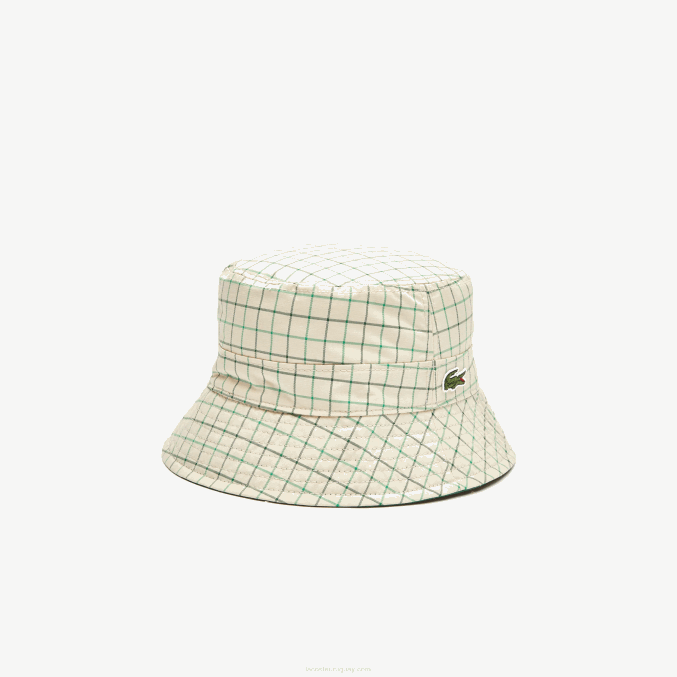 epp verde beige VVL0A2929 mujer Lacoste Cubo reversible macizo o de cheques heritage