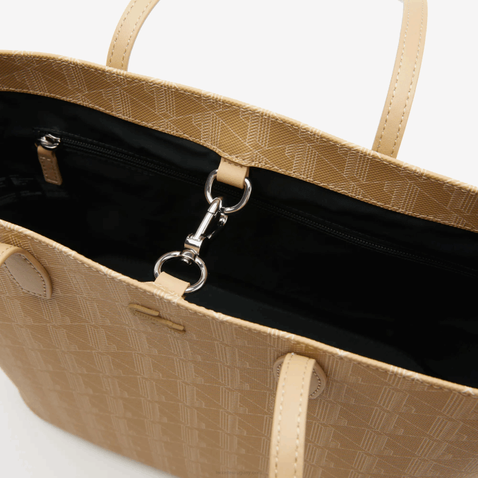 beige vienés l01 VVL0A2786 mujer Lacoste bolso shopper con monograma estampado