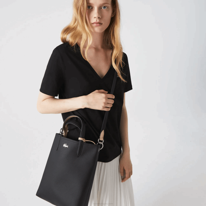 negro krema a91 VVL0A2830 mujer Lacoste tote anna reversible de lona revestida