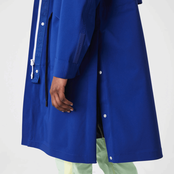 bdm azul VVL0A2628 mujer Lacoste parka impermeable larga con capucha