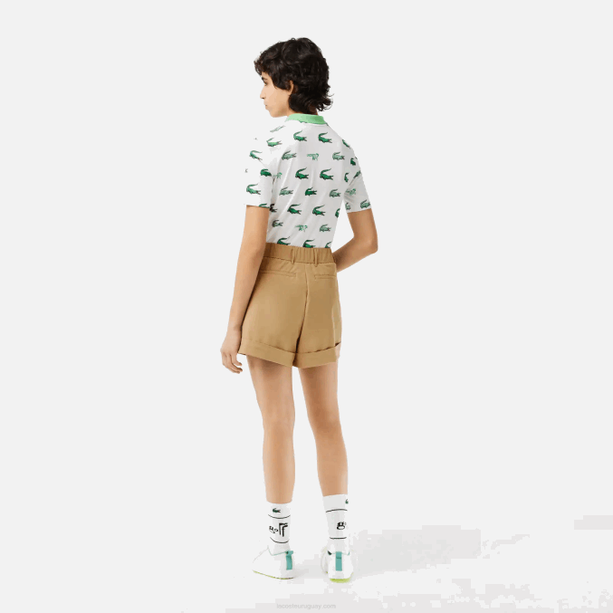 beige cb8 VVL0A2452 mujer Lacoste Bermudas deportivas elásticas de golf