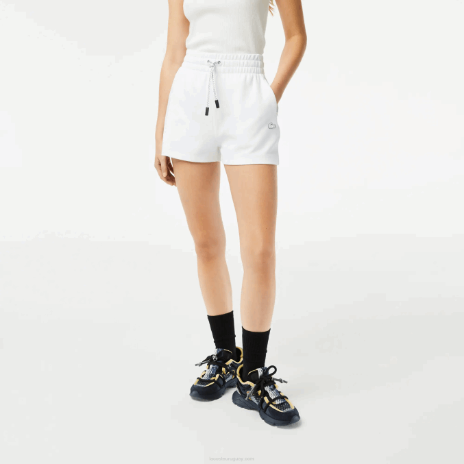 blanco 001 VVL0A2445 mujer Lacoste pantalones cortos lisos