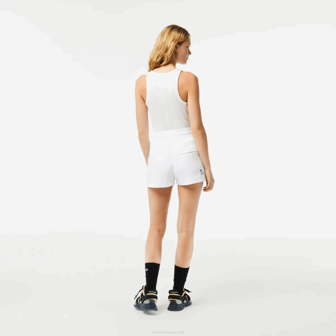 blanco 001 VVL0A2445 mujer Lacoste pantalones cortos lisos