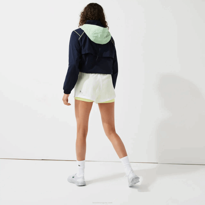 blanco llamativo amarillo 6b2 VVL0A2659 mujer Lacoste shorts deportivos ligeros de nailon