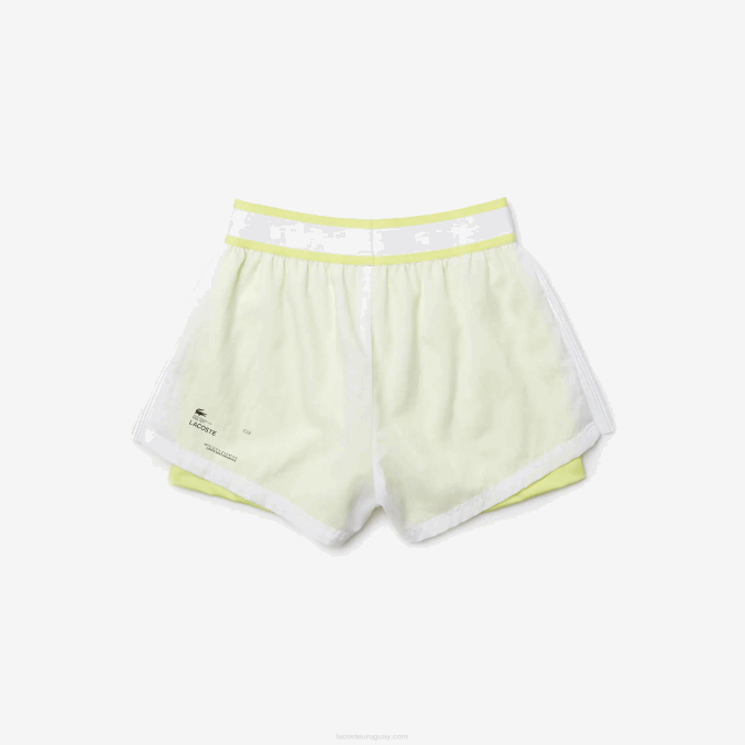 blanco llamativo amarillo 6b2 VVL0A2659 mujer Lacoste shorts deportivos ligeros de nailon