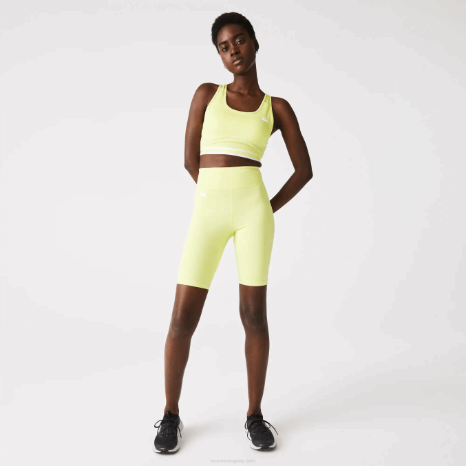 llamativo amarillo verde bzc VVL0A2655 mujer Lacoste pantalones cortos de bicicleta deportiva