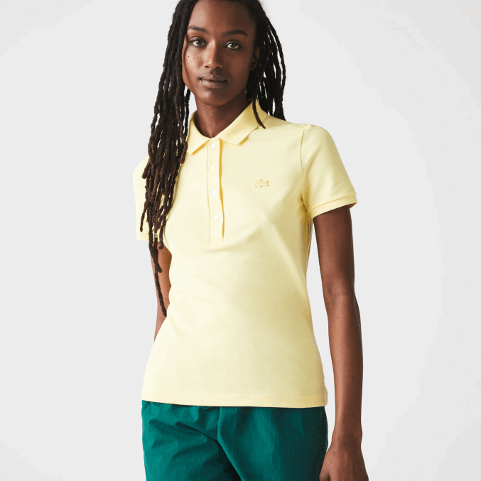 amarillo 107 VVL0A2486 mujer Lacoste polo slim fit de piqué de algodón elástico