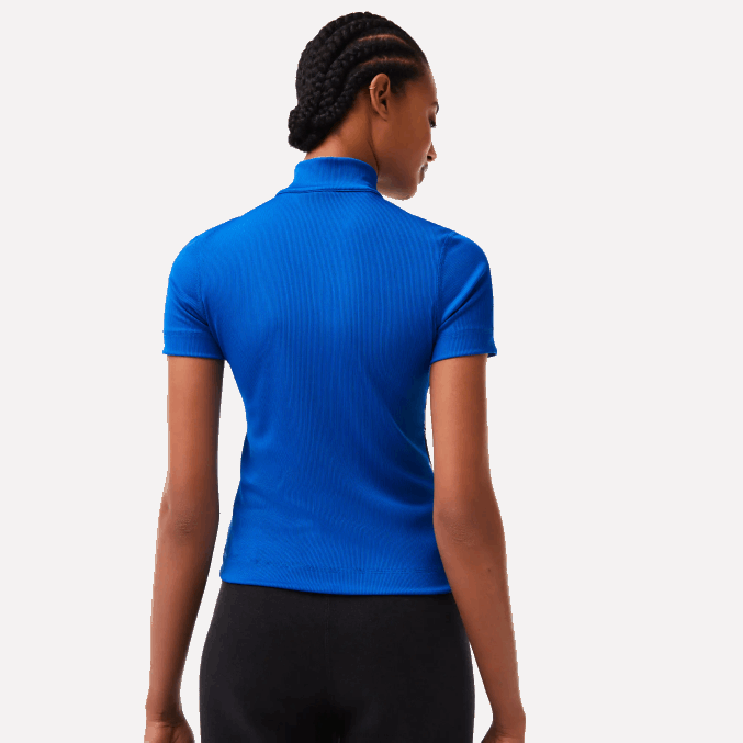 azul k1q VVL0A2477 mujer Lacoste polo con cremallera en el cuello y bandas en contraste