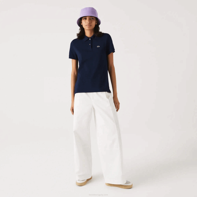 azul marino 166 VVL0A2365 mujer Lacoste Polo de petit piqué de algodón suave de corte regular